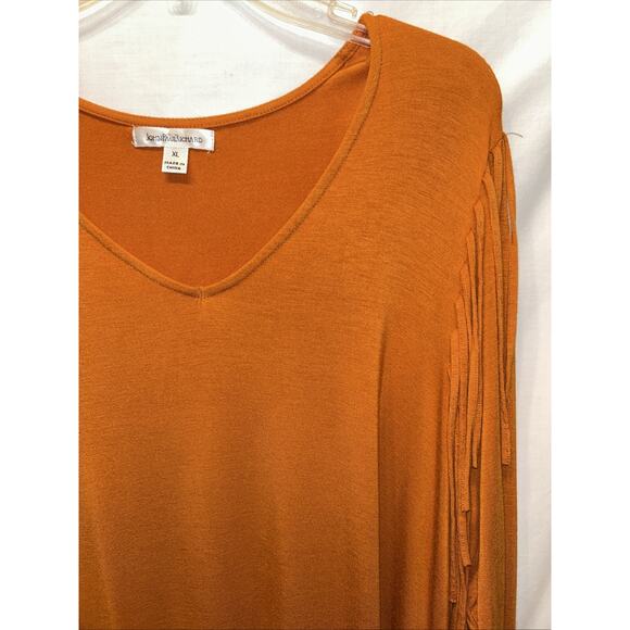 John Paul Richard Women's XL Tunic Sweater Orange Fringe Western Artistic Boho - Picture 2 of 9